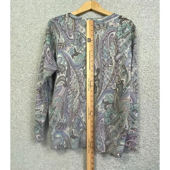 Talbots 100% Merino Wool Cardigan Sweater Women’s 2X Paisley Quiet Luxury Pretty - Picture 12 of 14